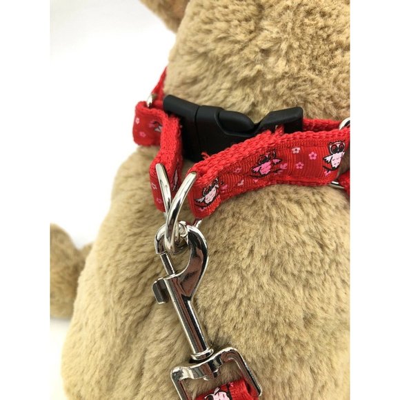 NEW Adjustable Dog Harness And Leash Red Owl Print For Medium Size Dogs - Picture 7 of 7